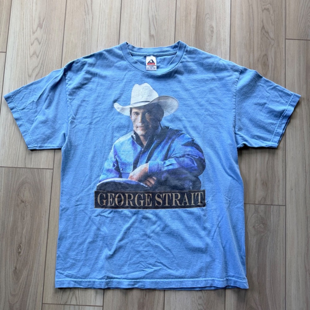 Vintage George Strait T-Shirt Mens XL Blue Graphic Country Music Tee